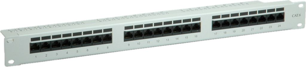 VALUE Cat.6 (Class E) 19-Zoll-Patchpanel, 24P, ungeschirmt, grau