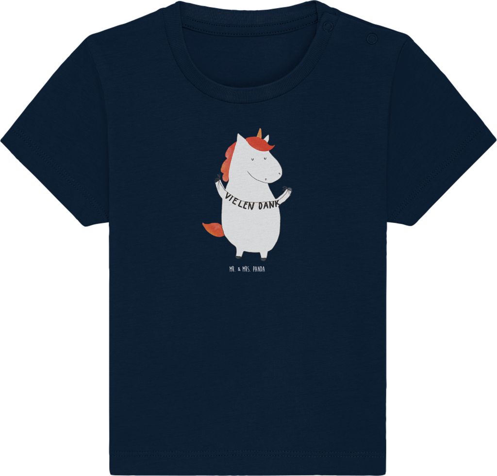 Mr. & Mrs. Panda Babyshirt Einhorn Dankeschön 0. - 6. Monat - French Navy - Geschenk, Kinder Top, Einhörner, Kleinkind T-Shirt, Danke, , Danksagu...