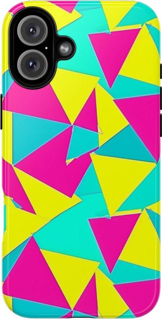 Leuchtende Dreiecke im Neon-Look – Hülle Kompatibel mit iPhone 16 Plus