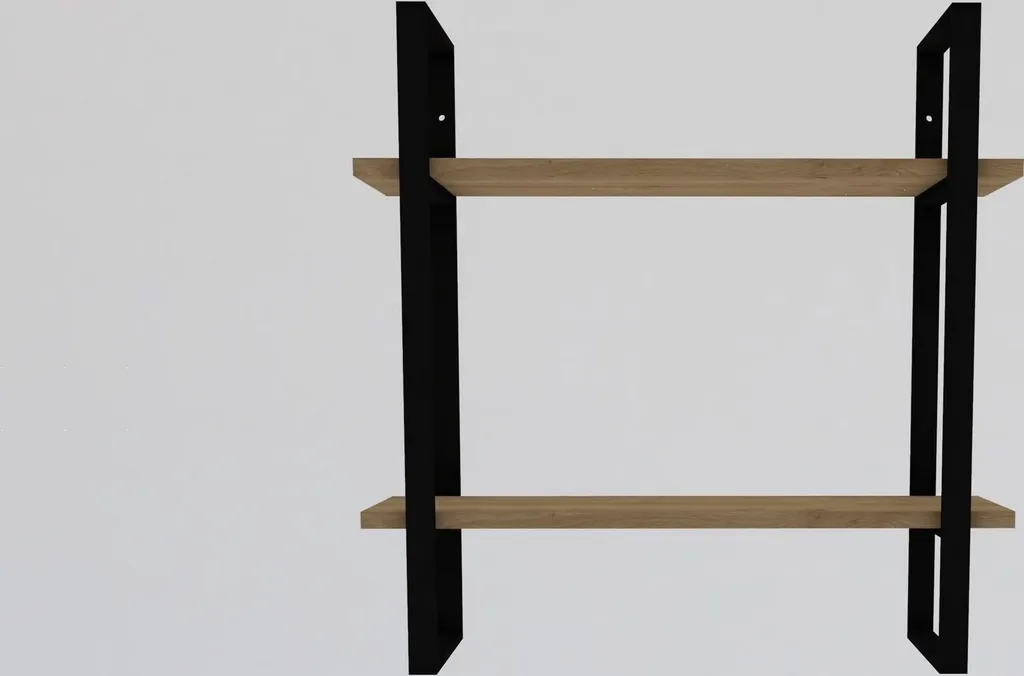 Étagère Murale Robuste Buba Chêne Saphir et Noir Style Industriel