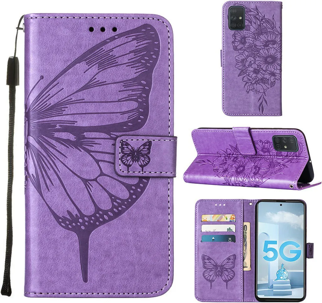 Cover Sicura Samsung A51 5G per Mamme | Custodia Viola Farfalla