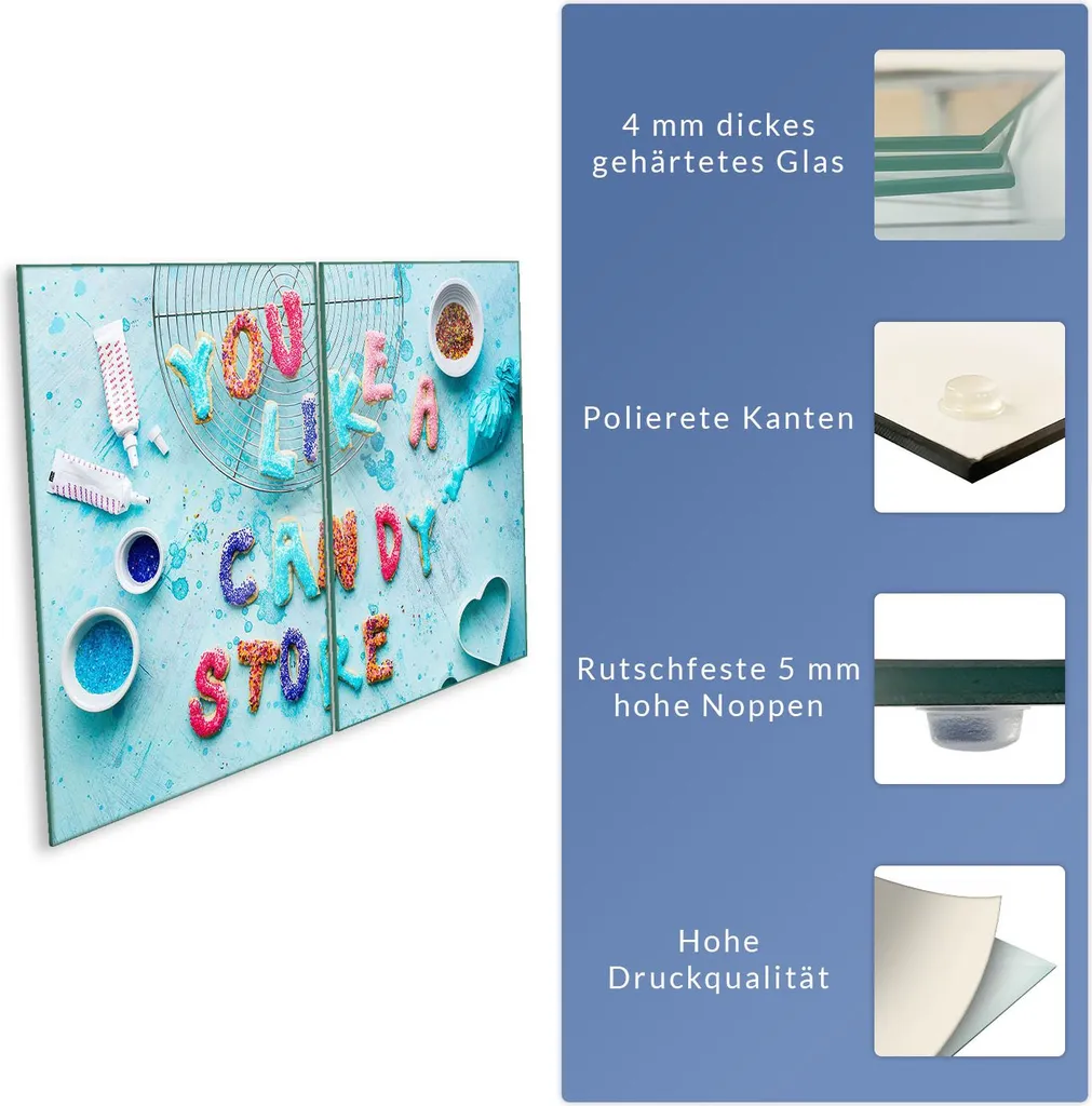 CTC-Trade Set Di 2 Piastre Copripiano In Vetroceramica - 30x52 Cm, Vetro Temperato, Per Piani A Induzione Ed Elettrici