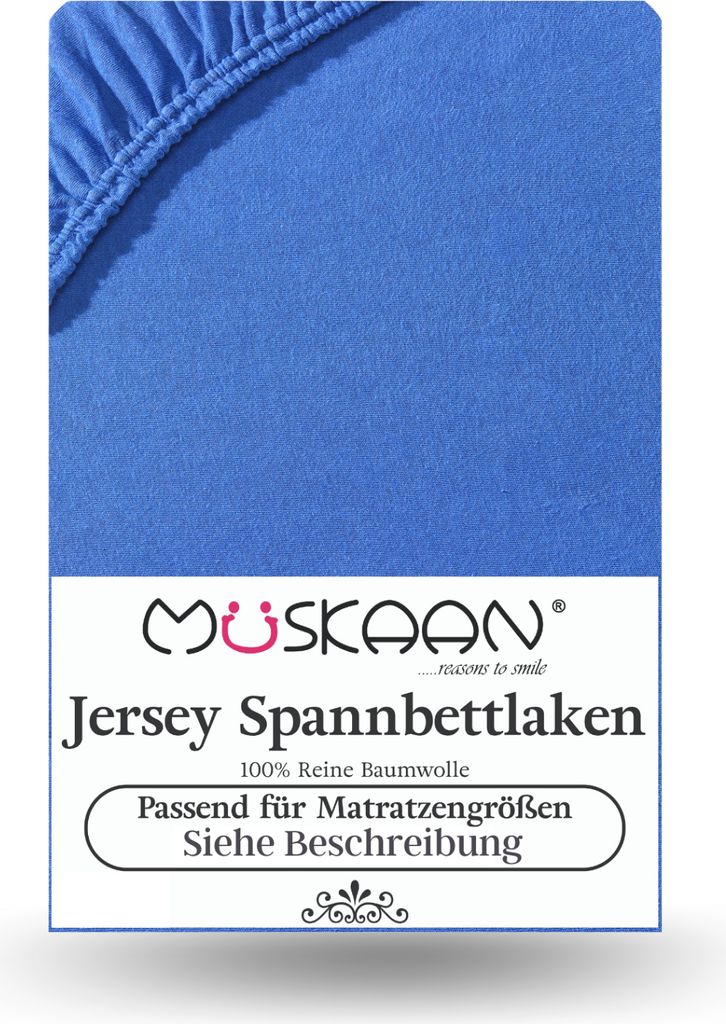 Jersey Spannbettlaken 90x200 cm - 100x200 cm Royal Blau - 100% Baumwolle