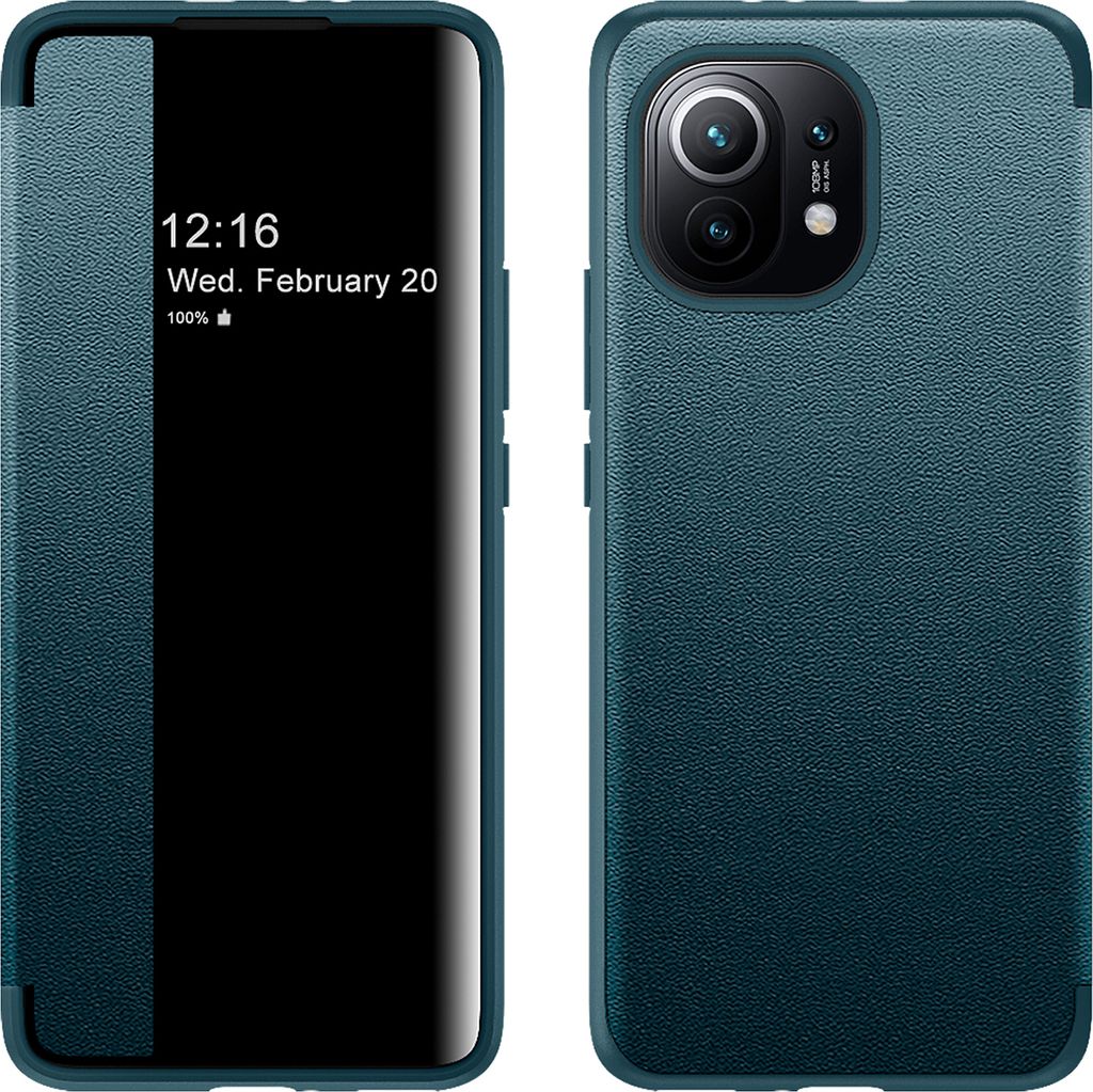 Xiaomi Mi 11 Hülle, Schlank Kunstleder Klapp Ledertasche Schutzhülle für Xiaomi Mi 11 Grün