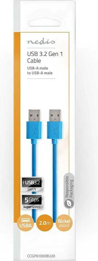 Cavo Collegamento USB 3.2 Maschio/Maschio 2m Blu - Per Hub e PC - 6