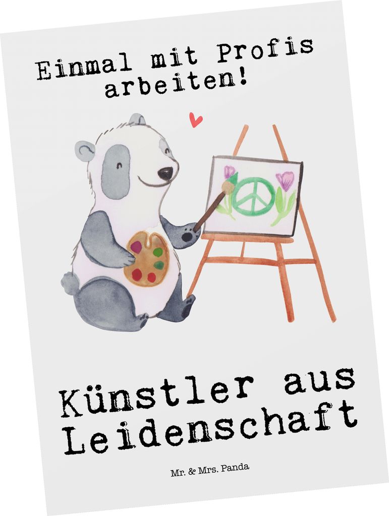 Mr. & Mrs. Panda Postkarte Künstler Leidenschaft - Weiß - Produktbild 