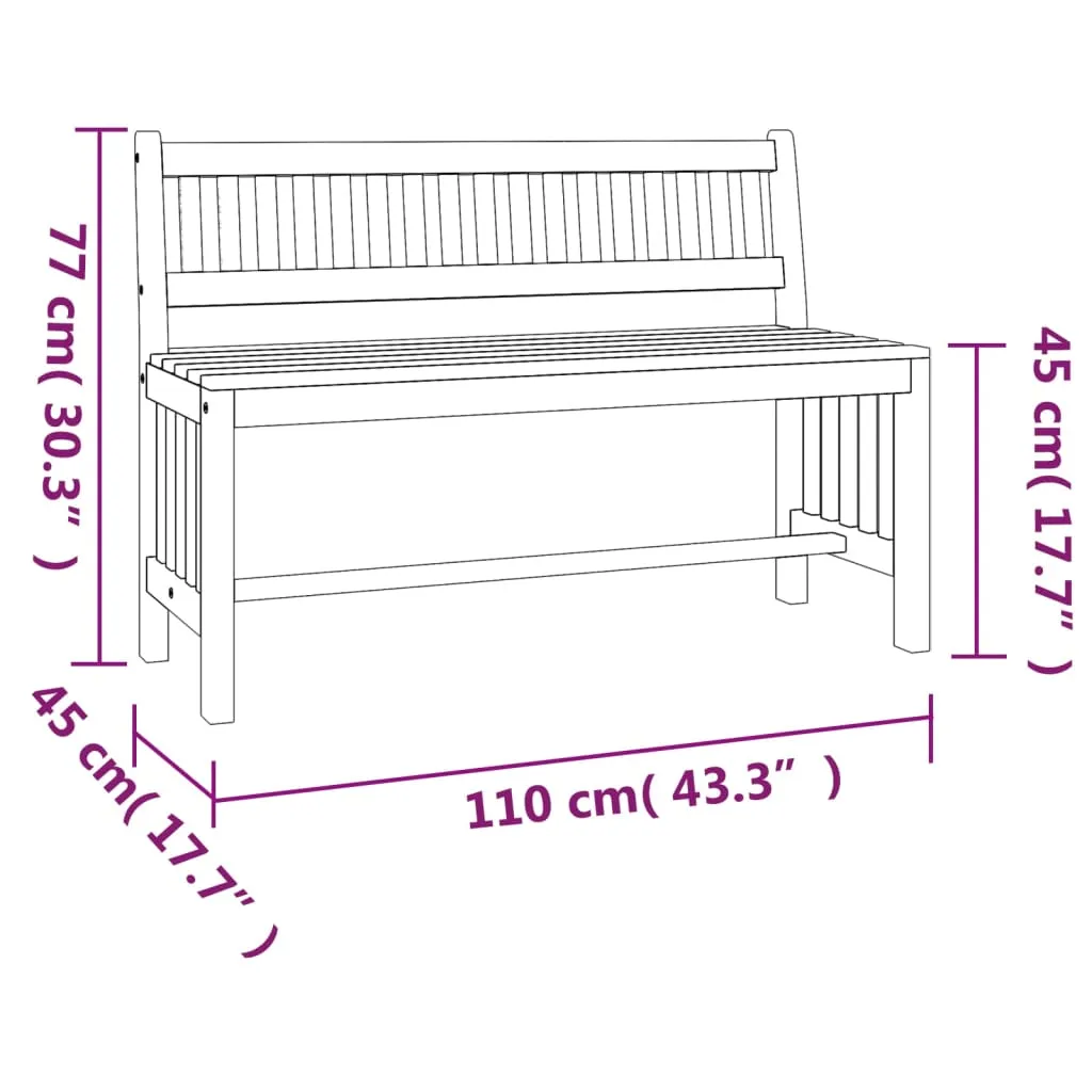 Banc de jardin 110 cm en bois d'eucalyptus imputrescible et solide