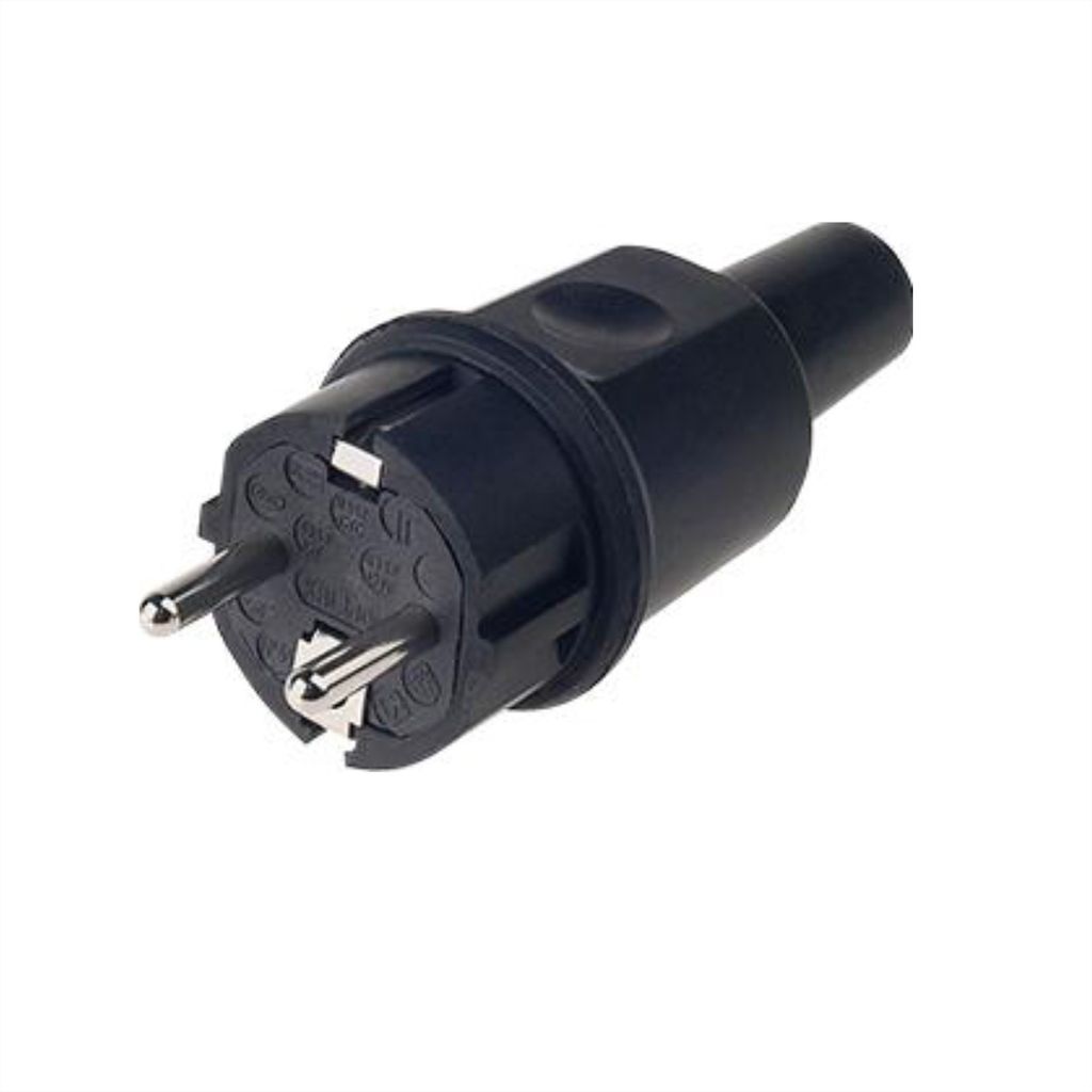 BACHMANN Vollgummi Stecker, deutsch-franz. System, IP44, schwarz