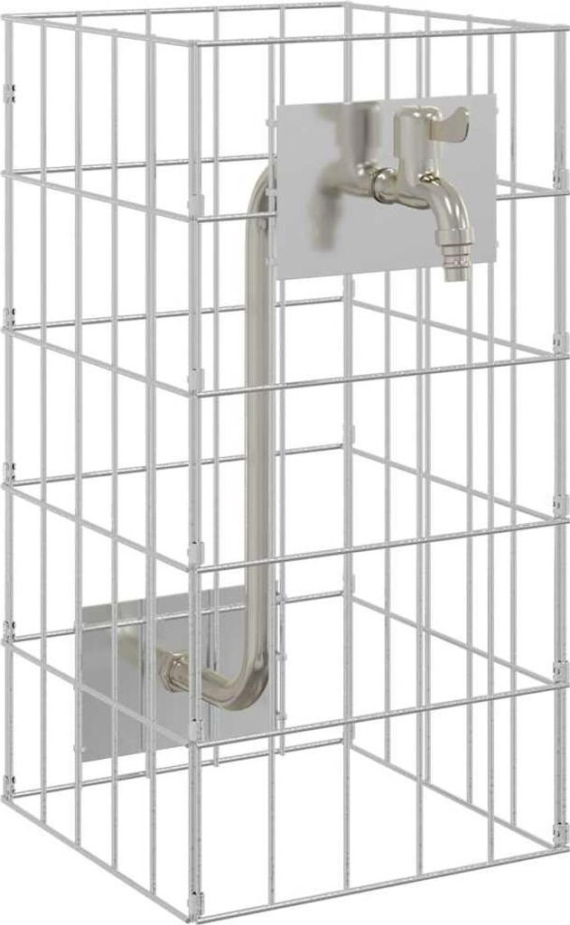 vidaXL Gabionen Wasserhahn Silber 26 x 25 x 50 cm Edelstahl Produktbild 