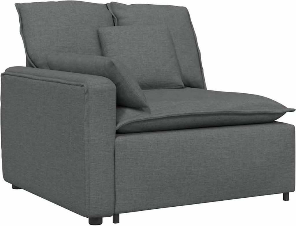 Modulares Sofa Endmodul mit Armlehne Kissen Dunkelgrau 100 cm
