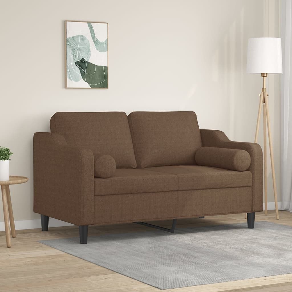 Möbel 2-Sitzer-Sofa mit Zierkissen Braun 120 cm Stoff - Klassische Sofas 3200840
