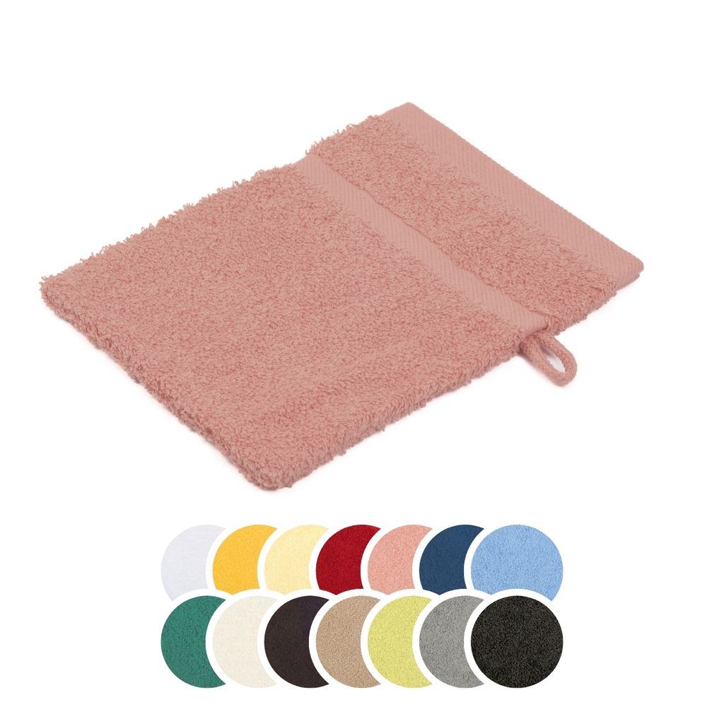 liebling Waschhandschuh, 100% Baumwolle, mit praktischer Schlaufe zum Aufhängen, formstabil, Serie Borkum, 16 x 21 cm, trocknergeeignet, altrosa