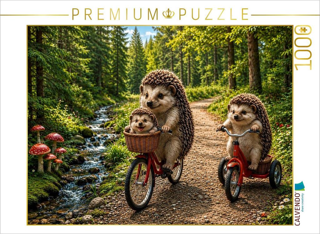 CALVENDO Puzzle Igelglück auf Waldwegen | 1000 Teile Lege-Größe 64x48cm Foto-Puzzle für glückliche Stunden