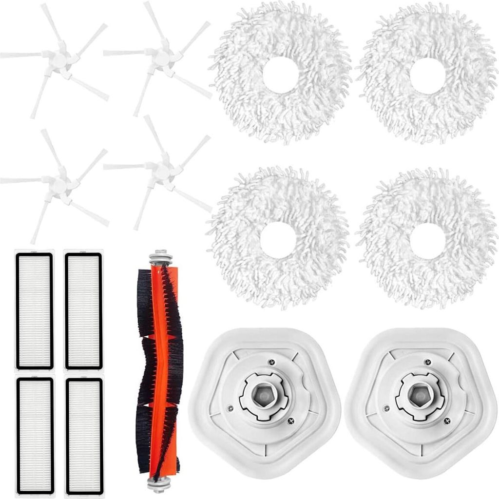 Ersatz Ersatzteile Reinigen Für Dreame W10, 15 Stck HauptseitenbüRste Filter Mop Tuchhalter Mit Abnehmbaren Klettverschluss Mop Pads Zubehör Kom...