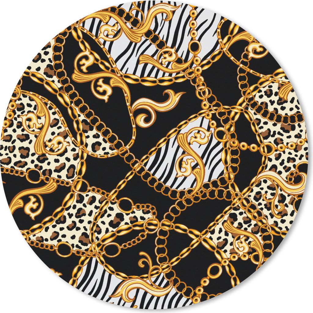 MuchoWow Mauspad Mousepad Halskette - Gold - Panther - Zebra 50x50 cm - Mousepads - Maus Mat - Pad - Mausunterlage - Vinyl
