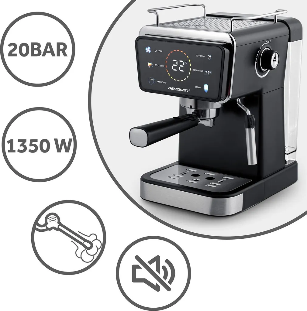 Cafetière à levier 20 bars Berdsen BD-771 noir : expresso authentique - 14