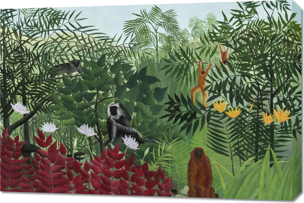 Tableau Tropical Forest 90x60 cm Rousseau Vintage Déco Salon Nature