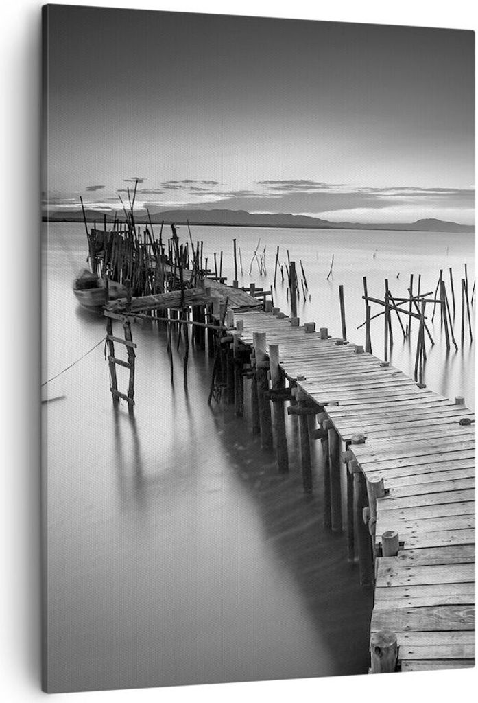 Bild auf Leinwand - Leinwandbild - Einteilig - Meer Brücke Landschaft Natur - 50x70cm - Wand Bild - Wanddeko - Wandbilder - Leinwanddruck - Wandde...