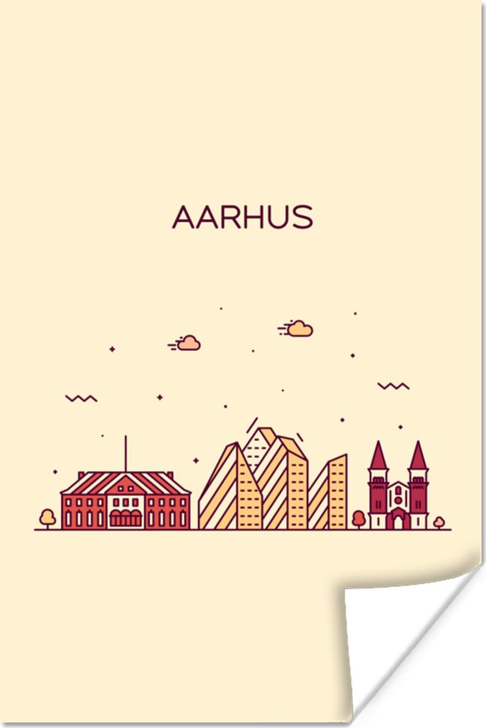 MuchoWow Poster Aarhus - Skyline - Dänemark 80x120 cm - Papierdruck