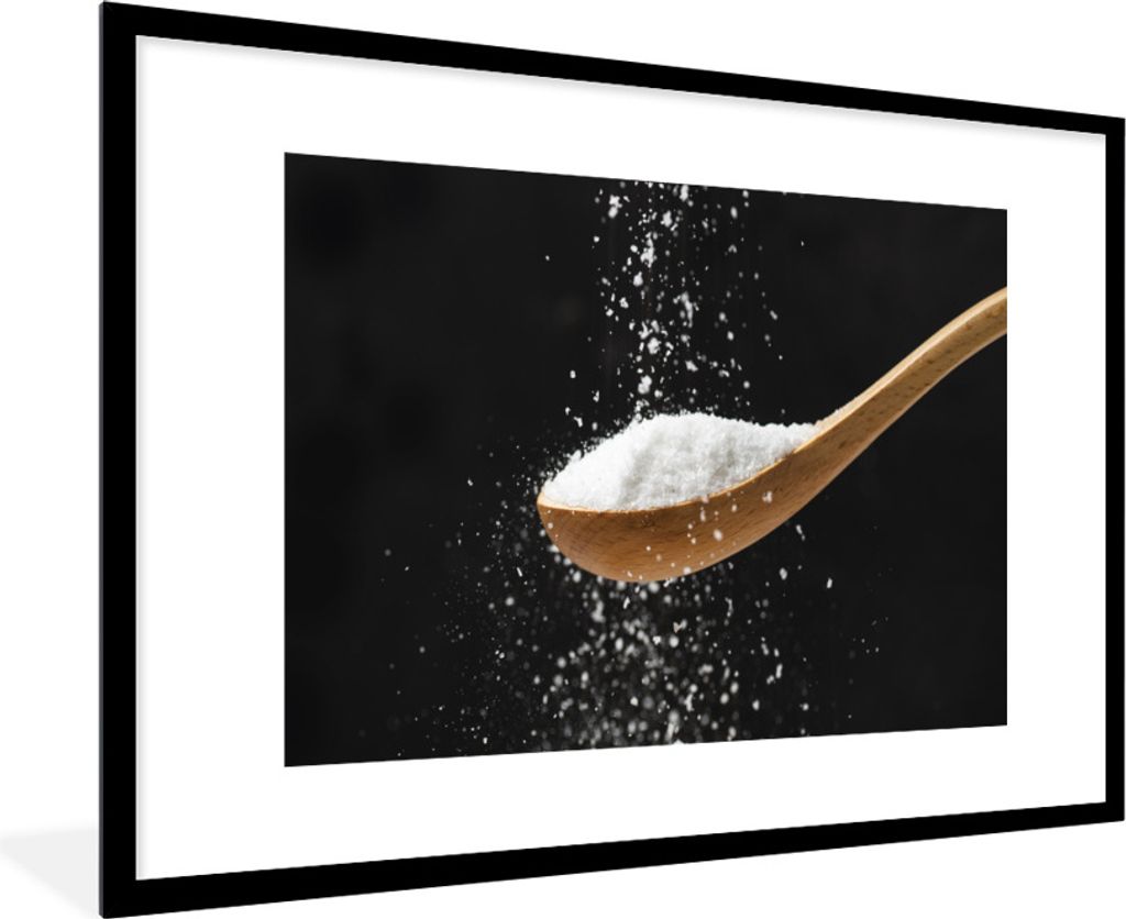 MuchoWow Gerahmtes Poster Besprengter Holzlöffel 90x60 cm - Poster mit Schwarzem Bilderrahmen Wandposter Rahmen Foto Bilder - Wanddekoration - F...