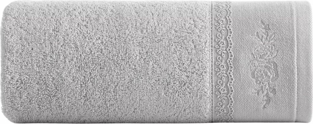 EUROFIRANY | Handtuch - Baumwolle - 50 x 90 cm - mit Spitze - silber