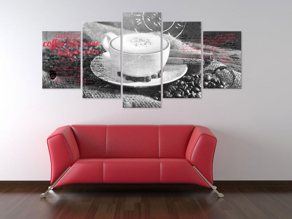 Akustikbild Kaffee Vintage 200x100 cm Bilder Akustikschaum Hochleistungsschallabsorber Schallschutz Leinwand 5 tlg Wandbild Raumakustik Schalldämm...