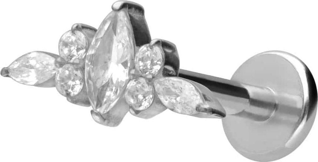 Ohrpiercing, Nasenpiercing Titan Labret mit Innengewinde DESIGN Silber Stablänge: 7mm | Stabstärke: 1,2mm