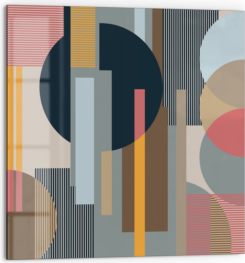 DEQORI Küchenrückwand Glas 60x60 cm 'Harmonie in Formen' Spritzschutz Bad Rückwand Küche