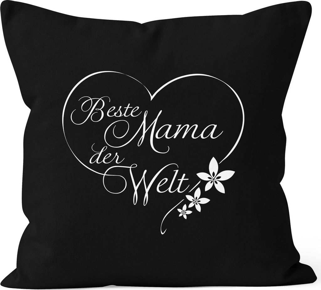 Kissenbezug Beste Mama der Welt Geschenk für Mutter Muttertag 40x40 Baumwolle MoonWorks schwarz unisize