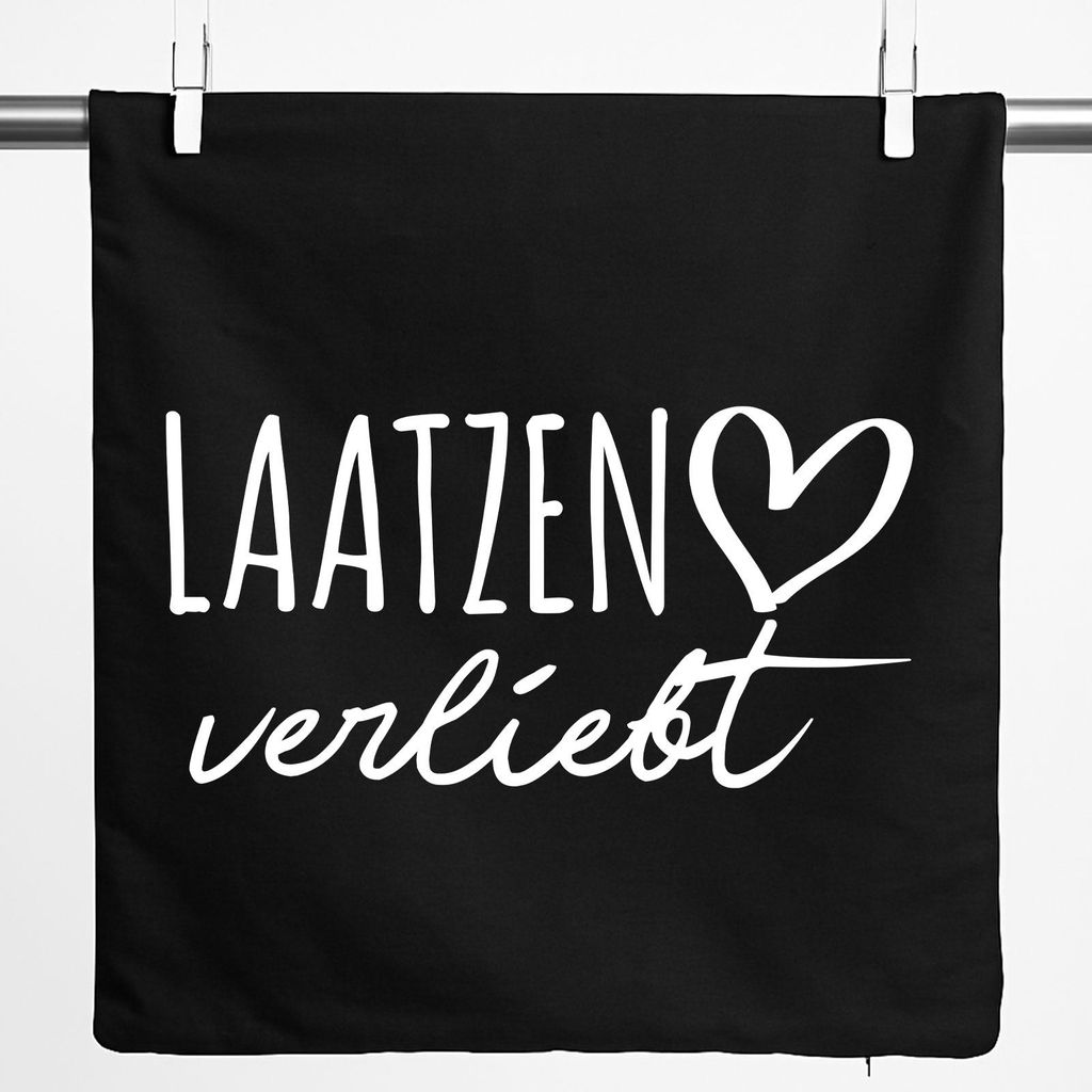 Huuraa Kissenbezug Laatzen verliebt 40x40cm Black Baumwolle Dekokissenbezug Geschenkidee