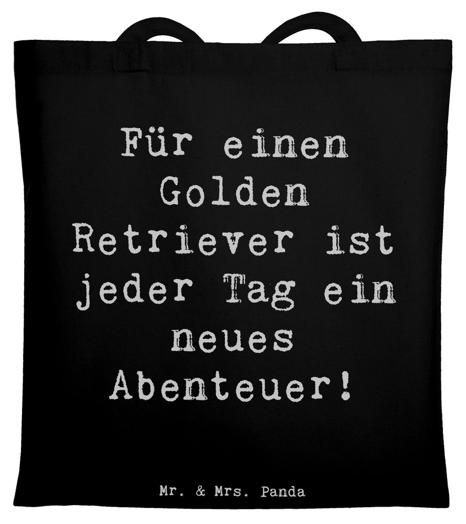 Mr. & Mrs. Panda Schultasche Spruch Golden Retriever Abenteuer - Schwarz - Geschenk, Stoffbeutel, Hunderassen Pflege, Shopping Tasche, Hunderasse, ...