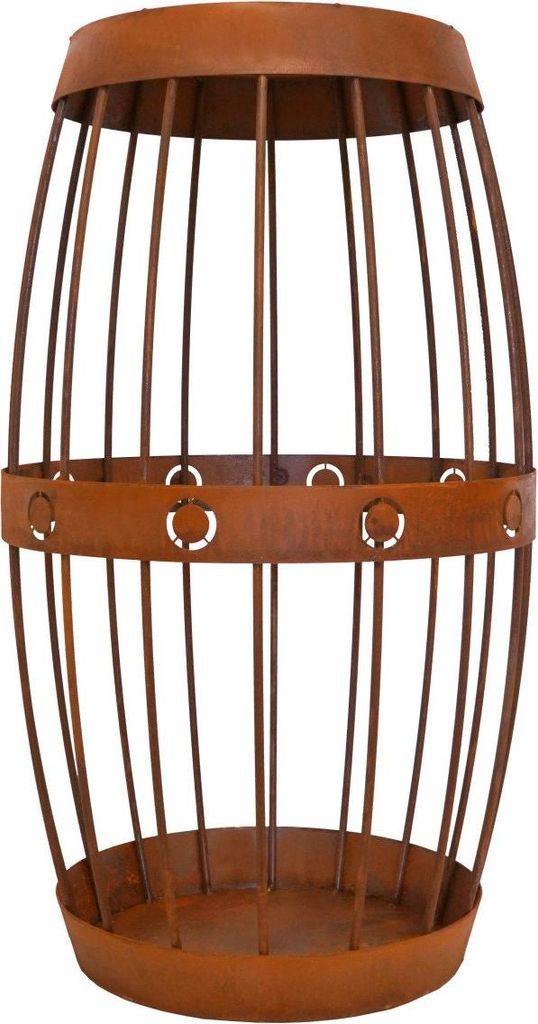 Dekofigur Weinfass 80 x 50 cm rostbraun