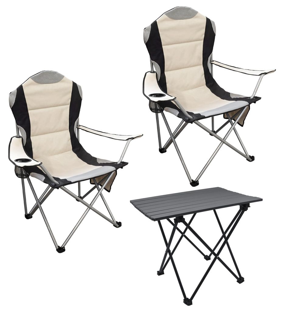 Camping Sitzgruppe 3-teilig mit Aluminium Klapptisch und Produktbild 