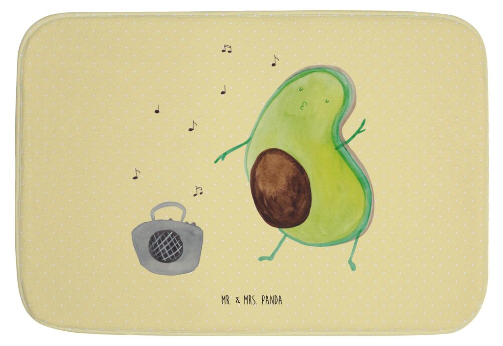 Mr. & Mrs. Panda Badvorleger Avocado Tanzen - Gelb Pastell - Geschenk, Musik, teppich für bad, Singen, duschmatte, Party, Fröhlich, Badezimmertep...
