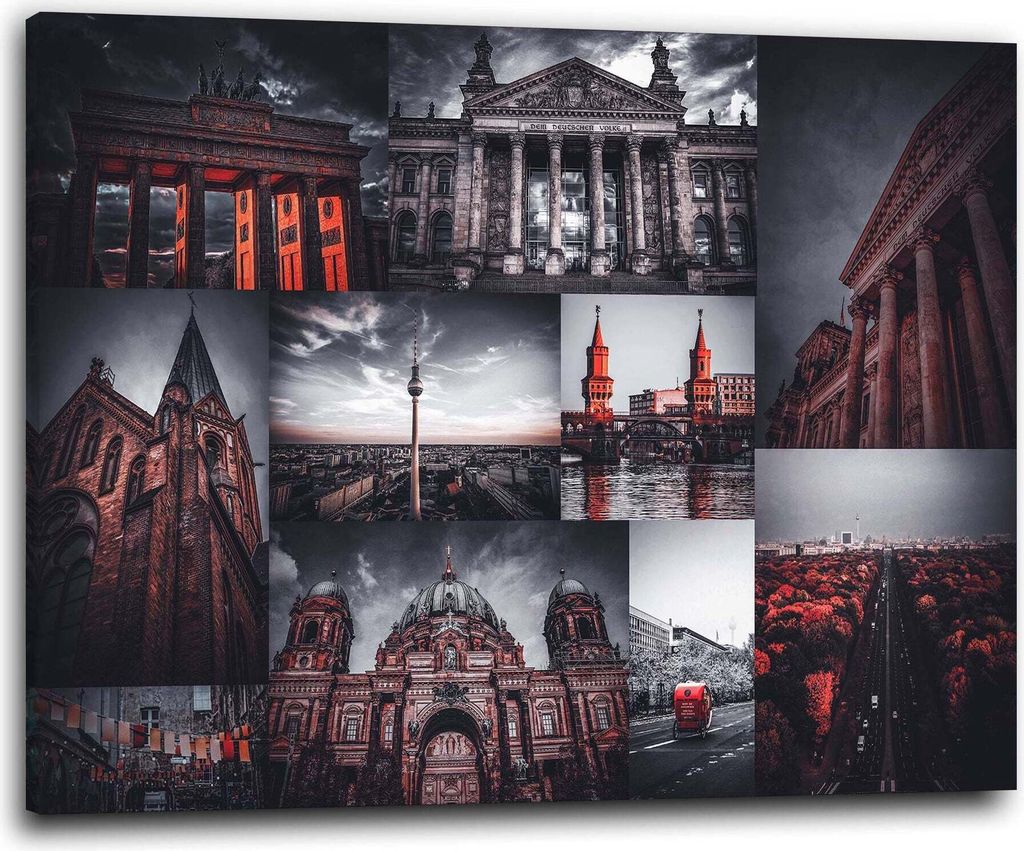 Stadt Berlin, Deutschland Wandbild Leinwandbild Deko Kunst XL: 90x60x2cm