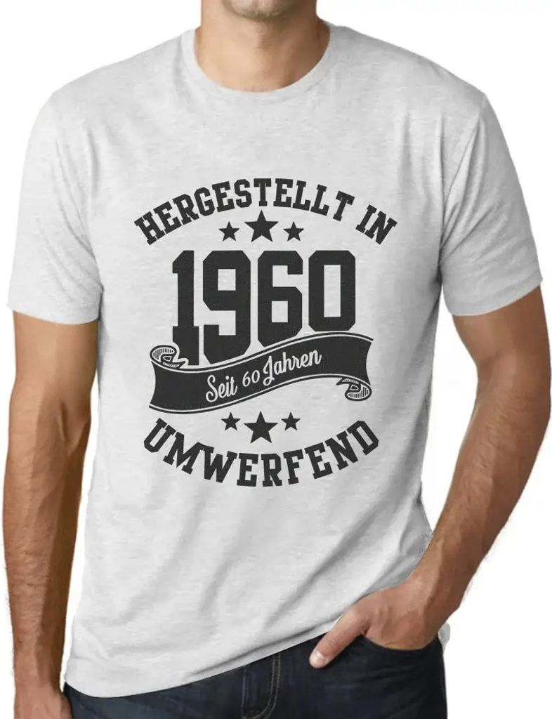 Herren Grafik T-Shirt Hergestellt In 1960 Geschenk 64. Geburtstag Jahrestag 64 Jahre Jubiläum 64 Jährige Mann Jahrgang 1960 Kurzarm Lustige Druck