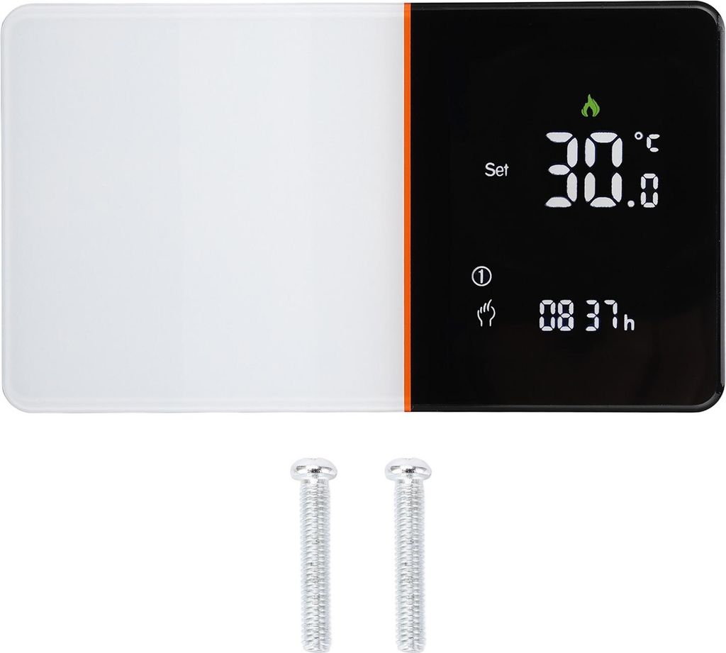 Intelligenter Thermostat mit LCD-Display und Touch-Temperaturregler für Fußbodenheizung, 5+1+1 Zeitintervalle, 6-stufige Programmierung, 95–240 V