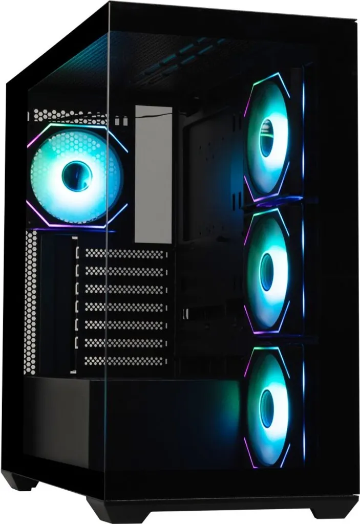 Custodia BitFenix CETO Cube / 4x ventola ARGB da 120 mm / 2x USB 3.0 / USB-C / vetro temperato / nero