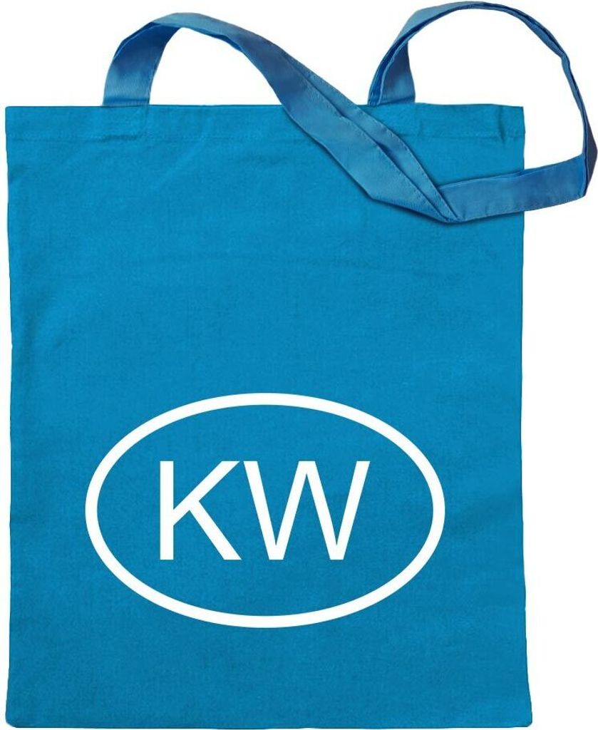 Kiwistar - Baumwolltasche - hellblau - Kuwait KW - Tragetasche Stoffbeutel Umhängetasche langer Henkel