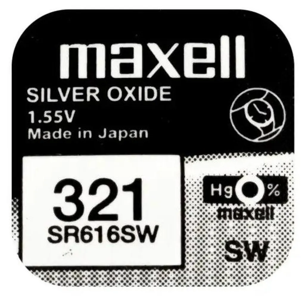 Maxell SR616SW 321 Batteria 1.55V High Performance per Orologeria