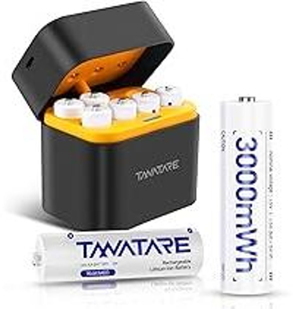 Wiederaufladbare Lithium-AA-Akkus 8 Stück – 1,5V 3000mWh, AA Lithium Akku mit Original Akku-Ladegerät AA & Aufbewahrungsbox, langanhaltende Lei...