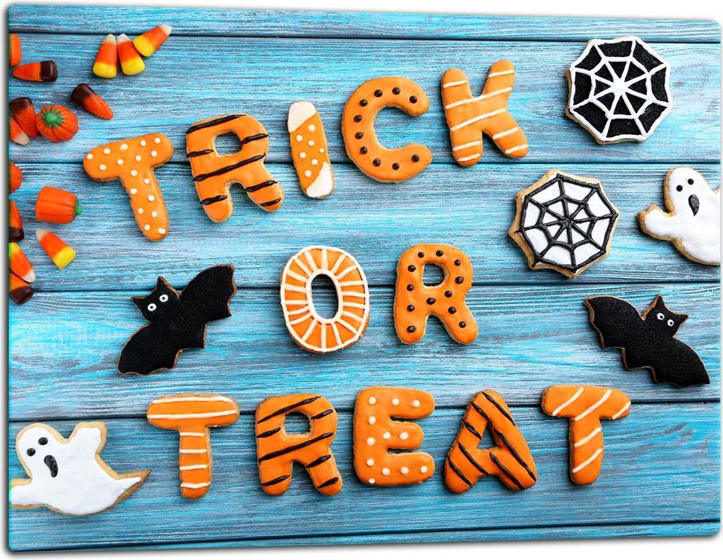 Glasschneidebrett Herdabdeckplatte Glaskeramikkochfeld Universal 52x40 cm Halloween