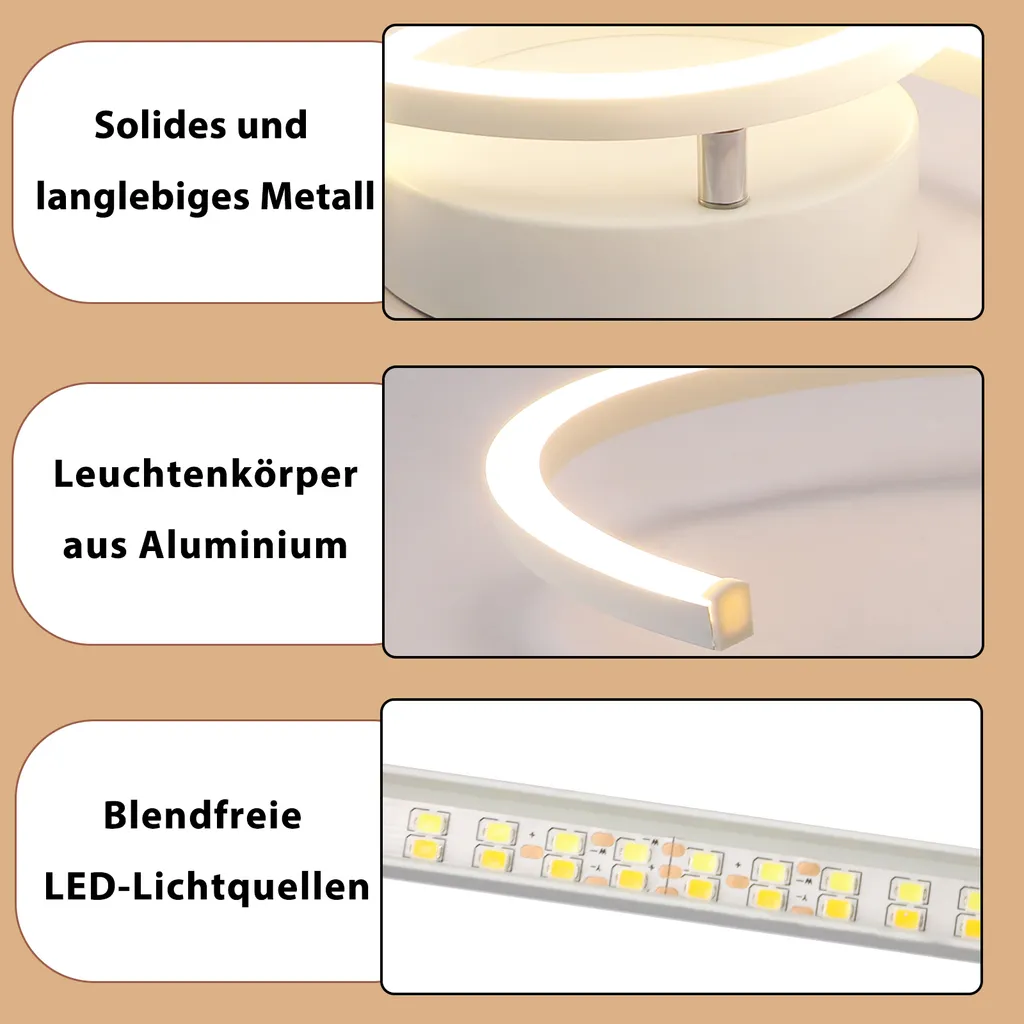 ZMH lampada da soffitto LED plafoniera cucina 24W lampada soggiorno design moderno lampada camera da letto 3000K bianco caldo lampada soggiorno cucina 330° ruotabile 2 anelli lampade da soffitto bianche per camera da letto sala da pranzo - 4