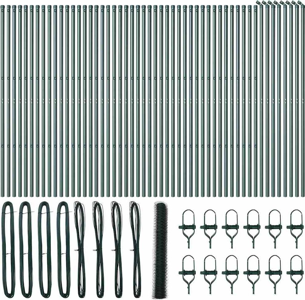 vidaXL Zaunpfosten Grün 100 x 1,2 m (50 mm Maschenweite) Stahl und PVC