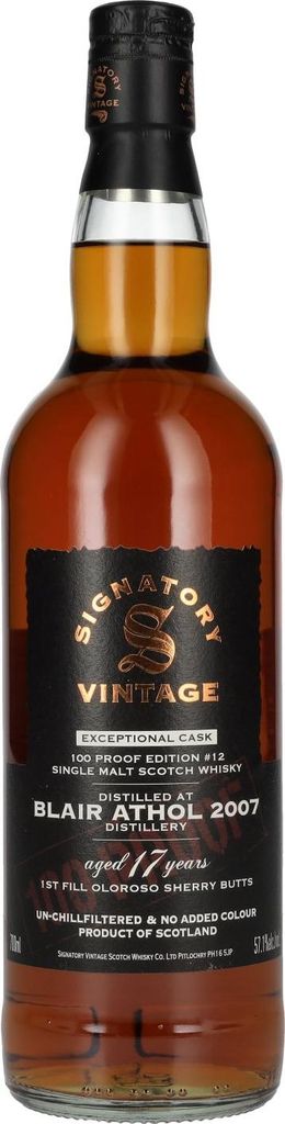 Signatory Vintage 100 Proof Edition BLAIR ATHOL 17 Years Old Exceptional Cask #12 2007 57,1% Vol. 0,7l