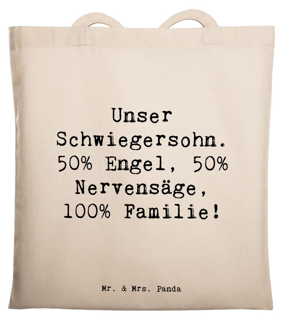 Mr. & Mrs. Panda Jutebeutel Spruch Schwiegersohn Engel Nervensäge - Transparent - Geschenk, Weihnachten, Humor, Handgefertigt, Schwiegereltern, To...