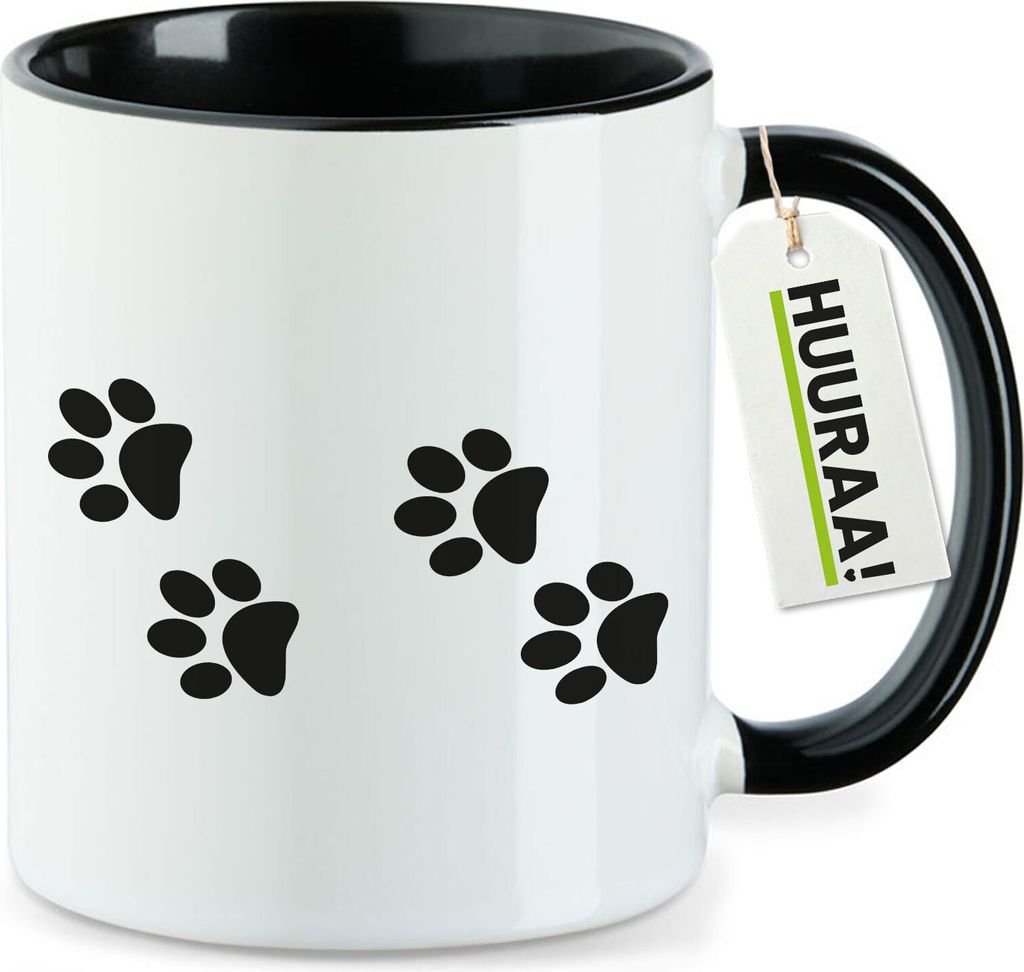 Huuraa Kaffeetasse Fußtapsen Tapsen 330ml Schwarz Keramik Kaffeebecher Geschenkidee