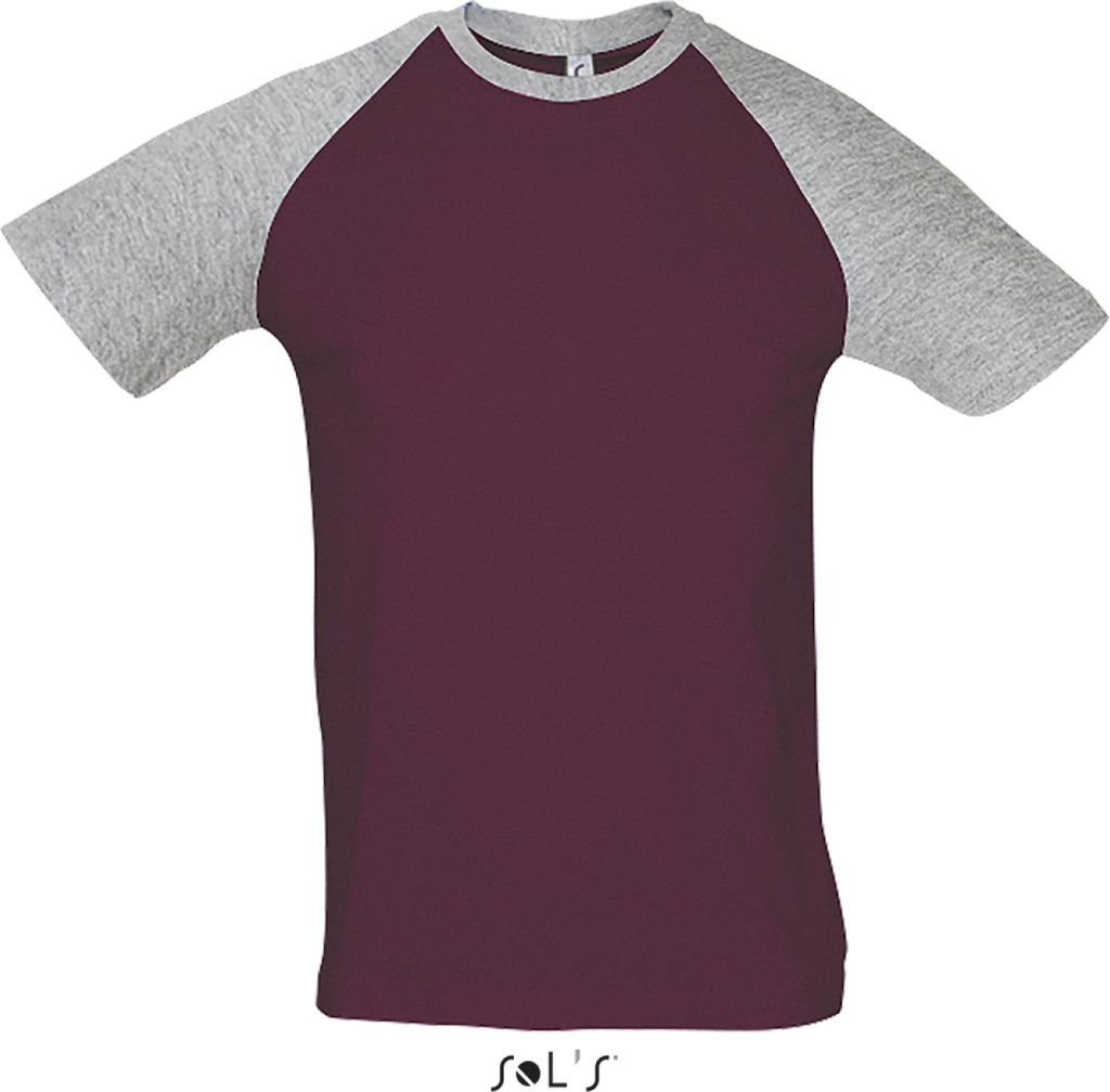 SOLs 11190 | Raglan Funky 150 Herren T-Shirt - Farbe: Burgundy/Grey Melange - Größe: L
