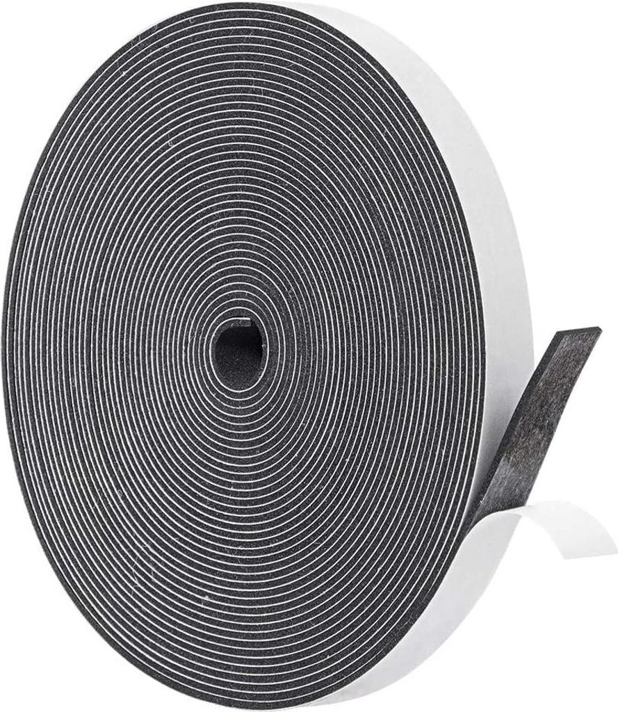 Selbstklebendes Dichtungsband - Für Türen - Fenster - Schallisolierung - 12mm (B) x 1.5mm (D)/10m (L) - Schaumdichtung - Schwarz