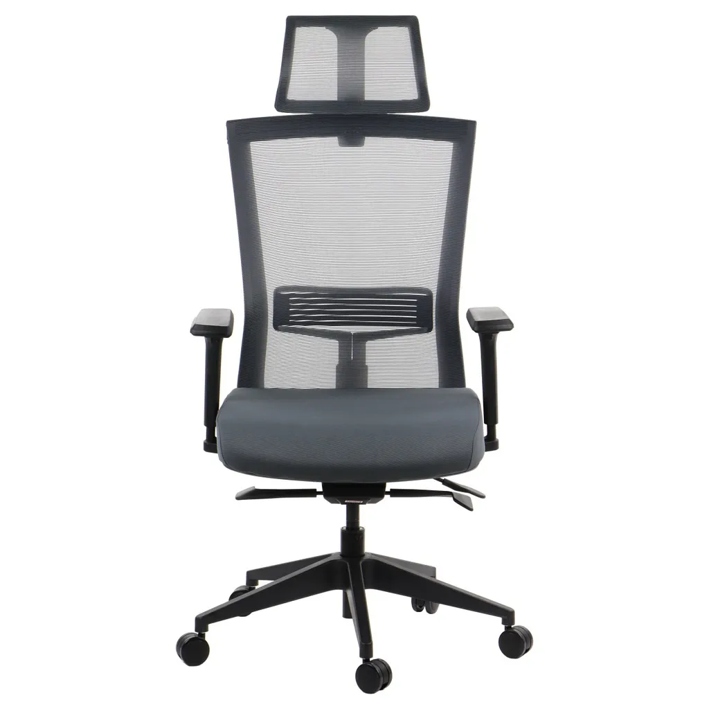 Fauteuil de bureau HOPE pivotant gris à assise coulissante ergonomique